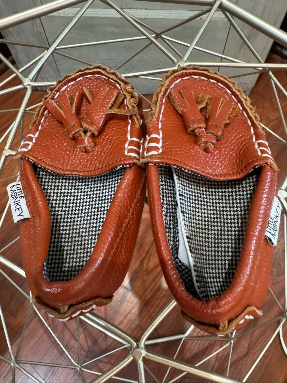 Little Monkey leather loafers shoes burnt orange boys girls baby